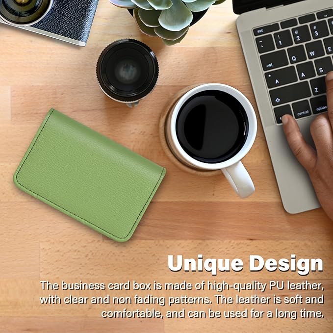 Business Card Holder，PU Leather Business Card Case Color Printing Pattern Card Holder Wallet，Pockets Magnetic Credit Card Holders for Men and Women - Banana Green