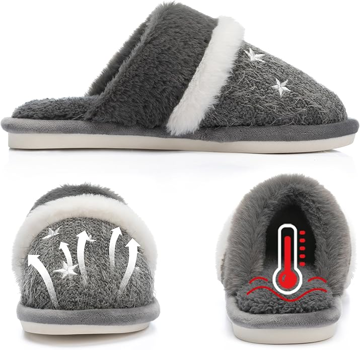 GOEWY Cozy Slippers for Women Indoor and Outdoor Fuzzy House Shoes with Memory Foam Anti-Skid Sole Gifts for Women Mom Ladies
