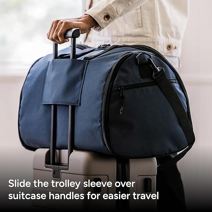 Halfday Convertible 2-in-1 Garment Duffel Weekender Bag 45L: Wrinkle-Free Travel (Hanging Suit Compartment, Shoe Pockets, Trolley Sleeve), Durable & Water-Resistant Carry-on, Port
