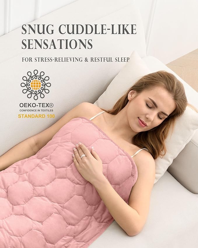 Cottonblue Weighted Lap Blanket Pad 5 lbs 29" x 33", Cozy Luxury Crystal Velvet Weighted Blanket for Adults Teens, Small Weighted Blanket Throw All Season for Travel Relaxation Sleeping, Dull Pink