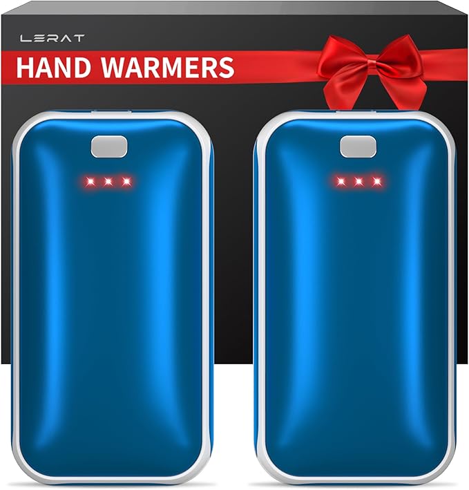 Lerat Hand Warmers Rechargeable 2 Pack, Portable Electric Hand Warmer Max 131℉, Reusable Slim Pocket Heater Handwarmers, Gifts for Men, Women, Outdoor, Golf, Camping, Hunting Essentials