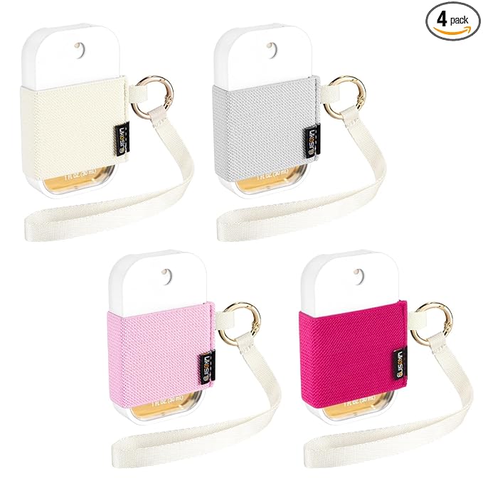Likesing Hand Sanitizer Spray Sleeve Compatible with T0uch-land, 4 Elastic Handsanitizer Travel Size Holder with Keychain and Wrist Strap for t0uch'land Case for Glow Mist and Power Mist(WGPR)