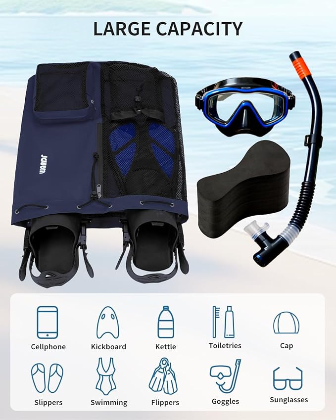 WANDF Swim Bag Mesh Drawstring Backpack with Wet Pocket for Swimming, Gym, and Workout Gear