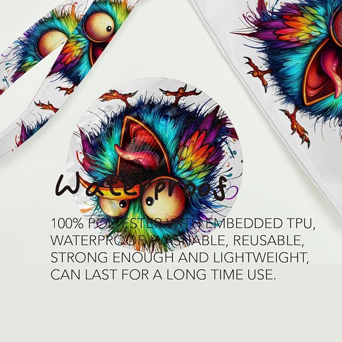 Fokongna Cute Print Wet Bag, Small Portable Waterproof Multi-Functional Organizer for Women, Multicolor Psychedelic Fluffy Bird, Ideal for Daily, Beach & Travel