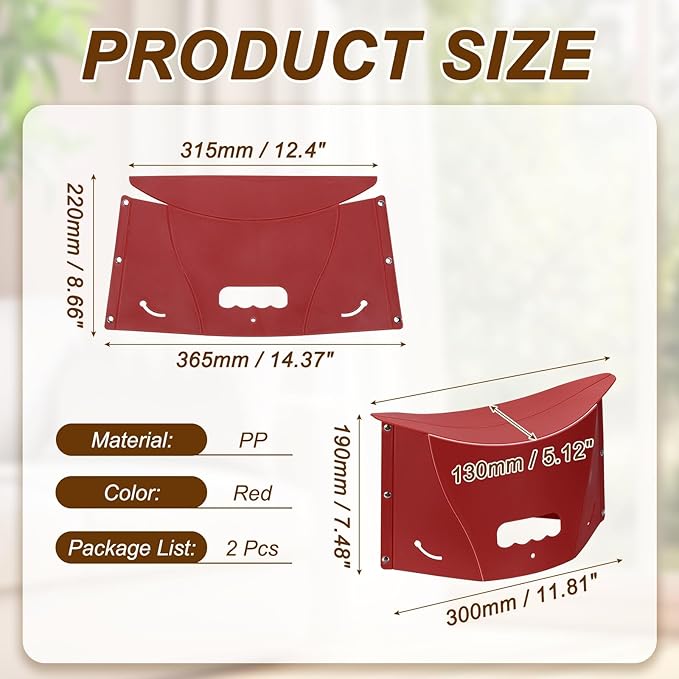 PATIKIL Travel Foot Rest, 2 Pack Portable Airplane Footrest with Handbag Function Lightweight Foldable Foot Stool to Relieve Back & Knee Pain for Long Flight Outdoor Camping, Red