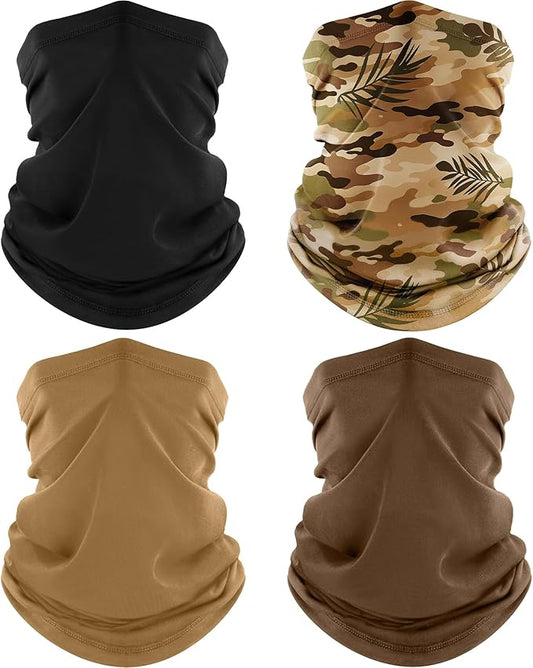 ROXUN 4 Pack Neck Gaiter, Cooling Breathable Face Mask UV Protection Scarf Hiking Bandana for Men/Women