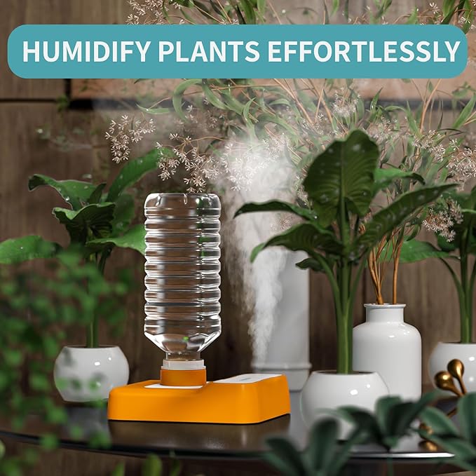 Portable Humidifier, Rechargeable Water Bottle Humidifier for Travel Bedroom Office Desk Plants, Mini Cool Mist Humidifier Whisper Quiet 23dB with 2 Mist Modes & Auto Shut-Off, Orange/w
