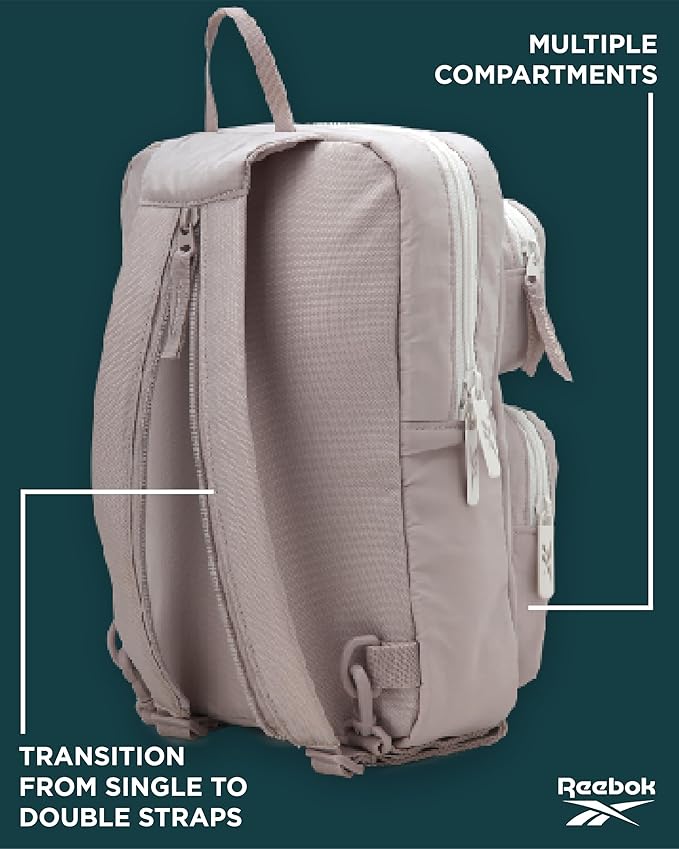 Reebok Unisex Crossbody Bag - Convertible Compact Durable Cross Body Bag for Women and Men - Gym and Travel Essentials, Size One Size, Mikayla Stucco