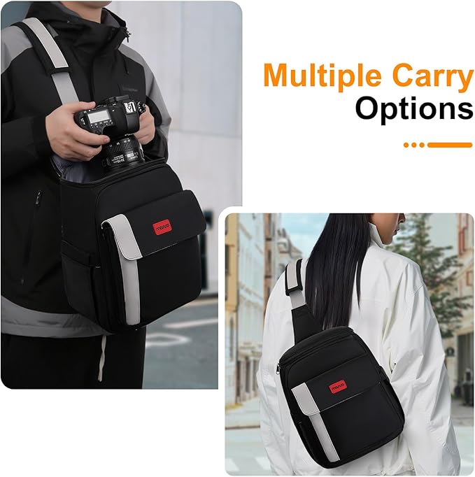 MOSISO Camera Bag Small Crossbody Shoulder Messenger Bag for DSLR/SLR/Mirrorless Cameras, Padded Camera Case with Front Flap Pocket&Rain Cover, Photography Purse for Canon/Nikon/Sony, Black