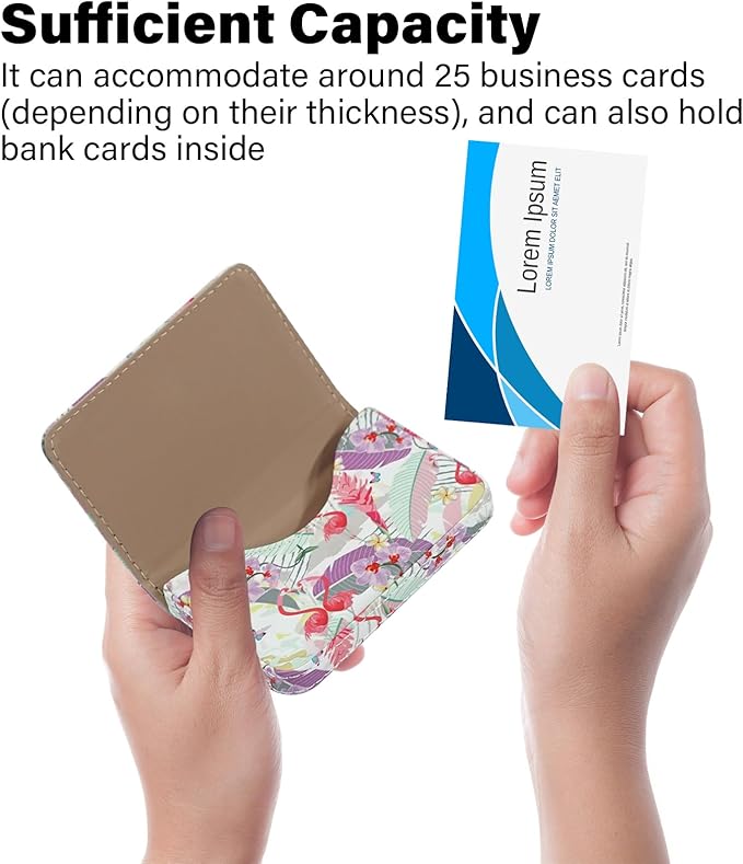 Business Card Holder，PU Leather Business Card Case Color Printing Pattern Card Holder Wallet，Pockets Magnetic Credit Card Holders for Men and Women - Rose Flowers