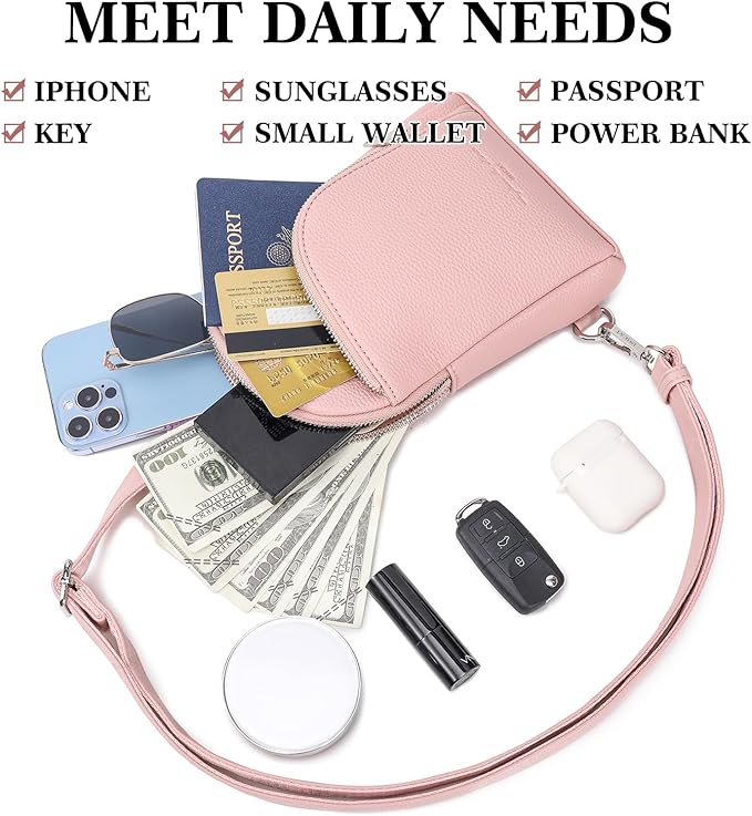 INICAT RFID Blocking Sling Bag, Anti Theft Crossbody Bag for Women Compact Travel Purses Leather