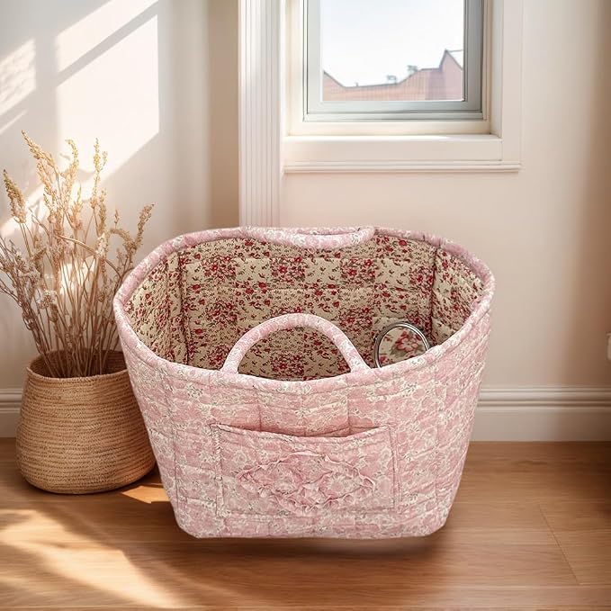 Floral Fabric Storage Basket Car Interior Storage Basket Underwear Sundries Laundry Baskets Supplies Home Organizer Bag (style 2)