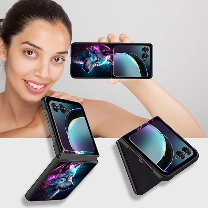for Motorola Razr Plus 2025 Case,for Razor Plus 2025 Phone Case Cute Slim Hard PC Ultra-Thin Anti-Scratches Shockproof Protective Cover,Glitter Wolf