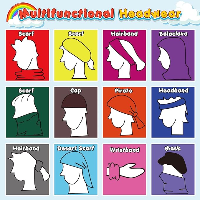 Jiuguva 26 Pcs Neck Gaiter Men Face Mask Headband Boho Head Wrap Headwear Bulk Hiking Seamless Neck Scarf Skull Bandana Women