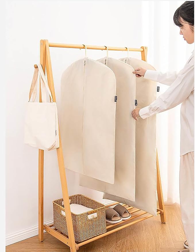 100% cotton canvas garment bags for closet storage and travel suit bags for clothes, coats, jackets, shirts, dresses suit garment cover for hanging clothes storage (24''x40''(2set))