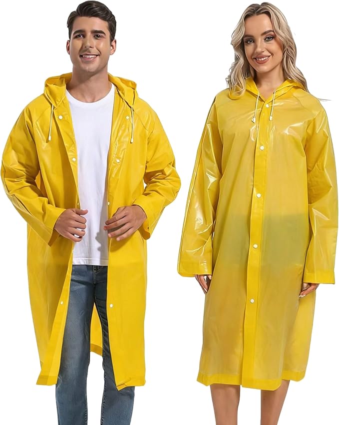 2PCS Rain Ponchos for Adults Reusable Rain Coats for Adults Rain Jackets Raincoats for Men Women