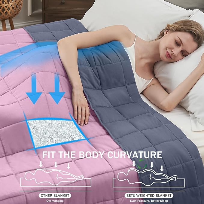 Weighted Blanket for Adults 20lbs, 48"x72", Twin Full Size Cooling Heavy Throw Blanket for 180-220lbs, Microfiber Soft Thick Big Blankets Weighted Comforter Gifts for Sleeping, Pink Grey