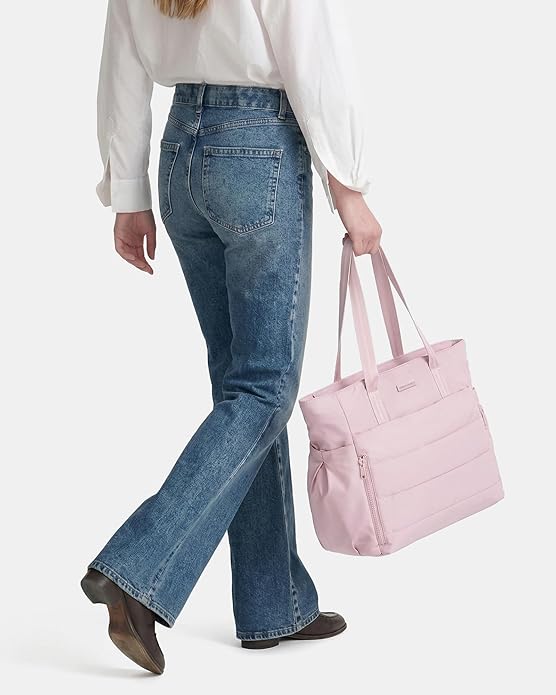 NISHEL Travel Puffy Tote Bag For Women, Ultra-Lightweight Large Tote Purse For Office Day And a Short Weekend Getaway