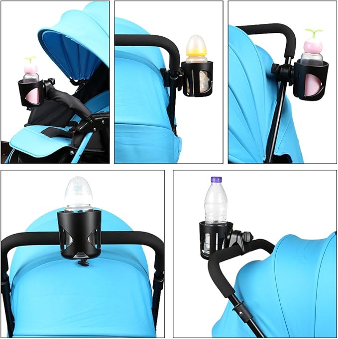 Accmor Stroller Cup Holder with Hook, Universal Cup Holder for Walker Wheelchair Bike, 360° Rotatable Stroller Cup Holder Attachment Accessories for Walker, Wheelchair, Scooter