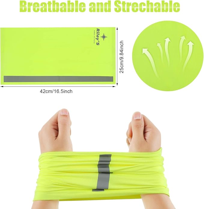 SATINIOR 8 Pcs Neck Gaiter Face Mask, Reflective Summer UV Protection Cooling Scarf Neon Breathable Bandana for Men Women