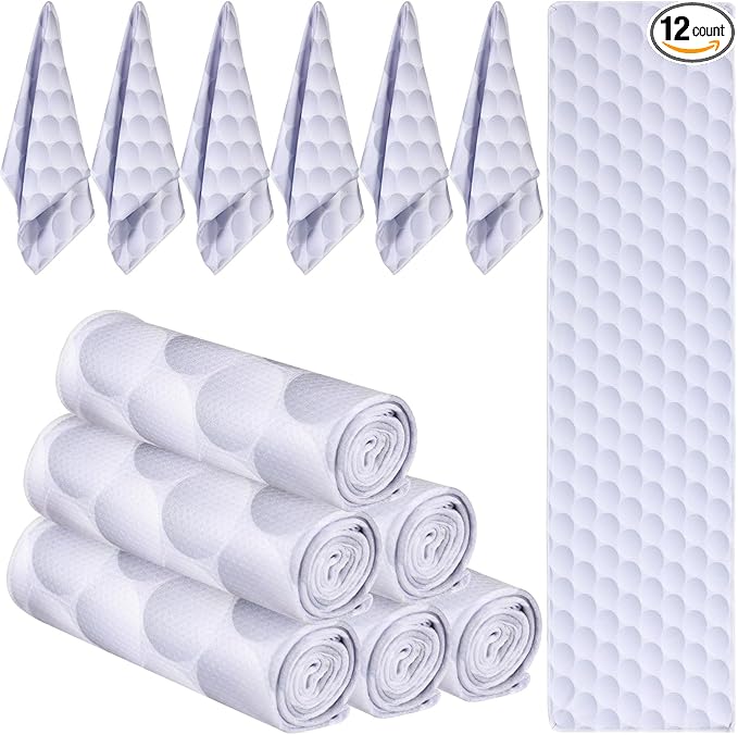 Peryiter 12 Counts Mini Cooling Towel, 30" x 9" Baseball Softball Soccer Golf Sweat Towel, Breathable Chilly Rag, Microfiber Sport Rags for Team Gym Running Coach Gift