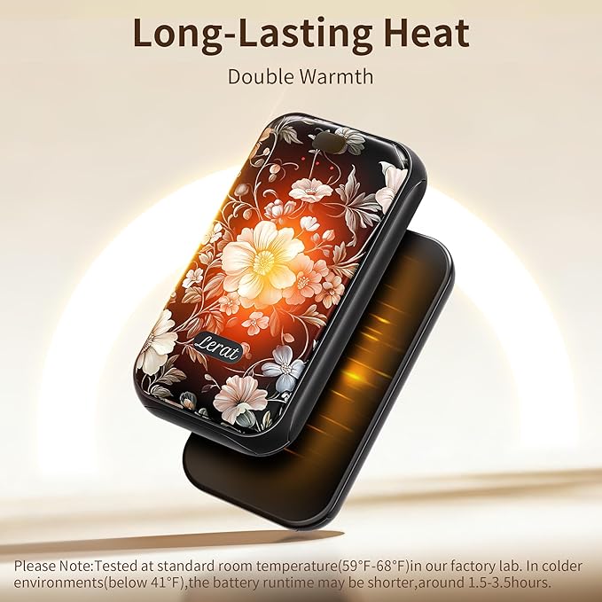 LERAT Hand Warmers Rechargeable,2 Pack Electric Hand Warmers,3-Second Fast Heating,3 Heat Settings,Portable & Lightweight Gifts for Women Men,Outdoor,Camping,Hiking,Skiing,Hunting,Travel
