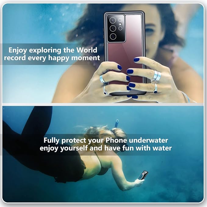 SPIDERCASE Designed for Samsung Galaxy S22 Ultra Case Waterproof, Built-in Screen Protector Full Protection Heavy Duty Shockproof Anti-Scratched Rugged Case, Black