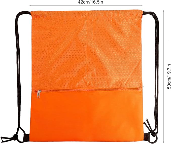 Drawstring Backpack Bag, Waterproof Draw String Back Sack with Zip Pocket, Gym Drawstring Bags Swim Bag for Men Women