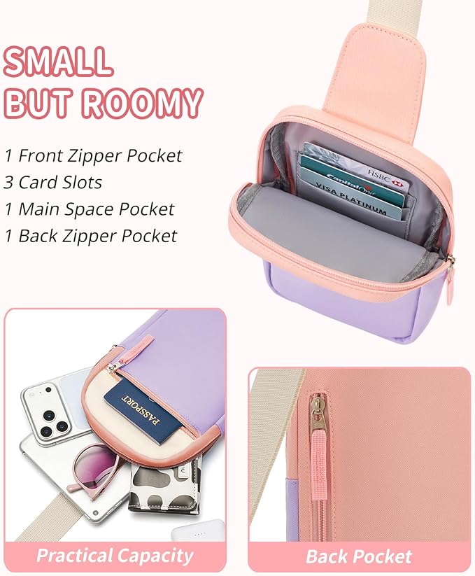 Birthday Gifts for 8 9 10 11 12 Year Old Teens Girls Kids, Fanny Pack Crossbody Bag Sling Belt Bags Purse, Dorm Travel Essentials for Girls Fashion, Preppy Tween Teen Girl Gift Trendy Stuff
