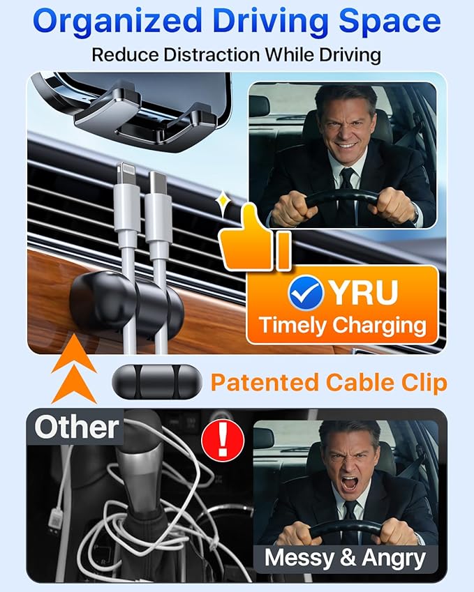YRU [True Upgrade for Safety] Car Phone Holder Mount [Patent & Military-Grade] Dashboard Cell Phone Holder for Car Vent Windshield Phone Stand for iPhone 17 16 15 14 13 Pro Max Truck Samsung, Purple