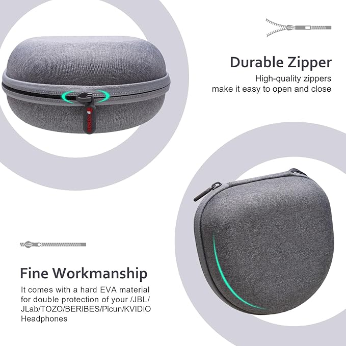 Headphone Headset Case for JLab JBuds Lux ANC/JLab Go Lux ANC/Beats/JBL/TOZO/BERIBES/Picun/KVIDIO Noise Cancelling Over-Ear Foldable Headphone (Gray)