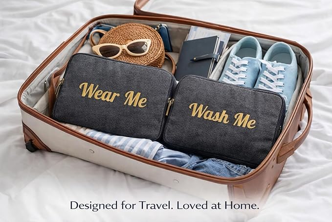 Travel Fanatics Wear Me Wash Me Travel Laundry Bag - 2-Sided Clean and Dirty Clothes Organizer Pouch for Suitcase, Carry-On and Trips