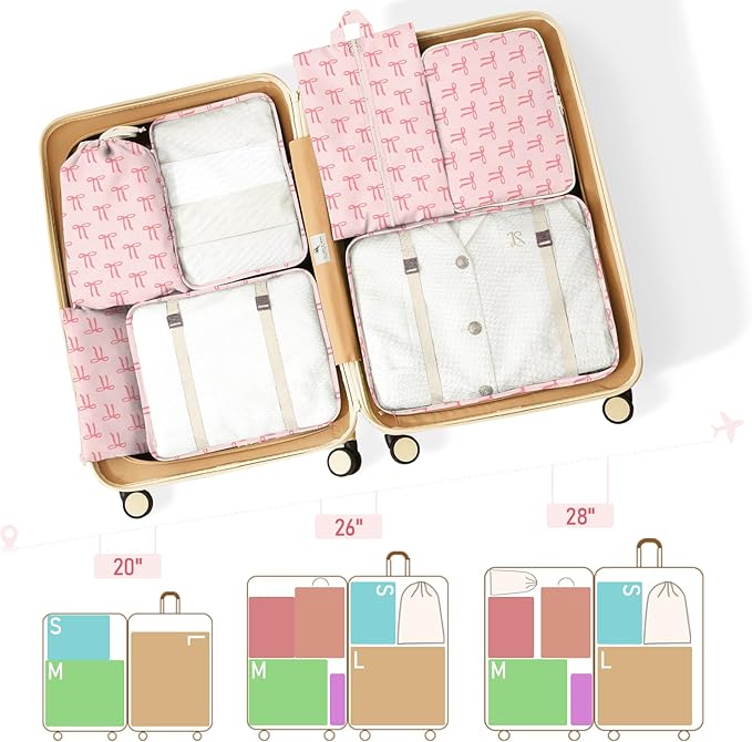 8 Set Packing Cubes for Travel Suitcase Organizer Bags Luggage Packing Cubes Set Travel Essentials Accessories Gifts for Women