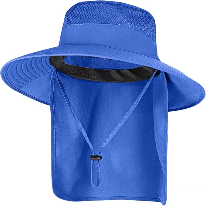 Sun Hats for Men Women Fishing Hat UPF 50+ Breathable Wide Brim Bucket Hats Summer UV Protection Safari Hat with Neck Flap