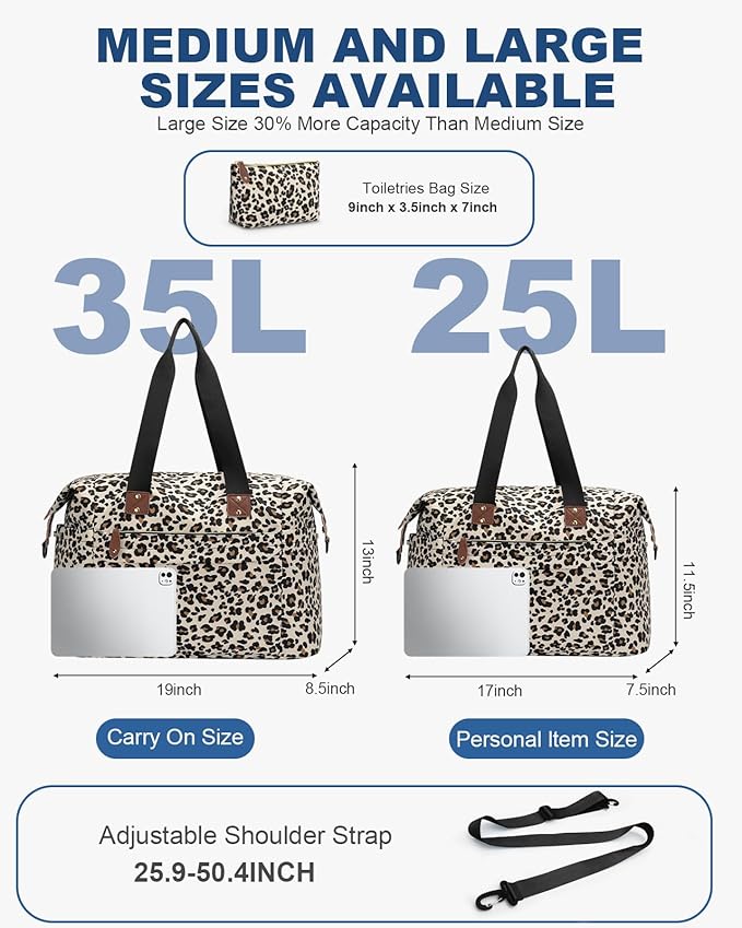 Pritent Travel Duffle Bag, Waterproof Weekender Overnight Hospital Bags for Women Men with Toiletry Bag Lightweight Carry on Personal Item Duffle Gym Bag for Travel, Airplanes, Sports