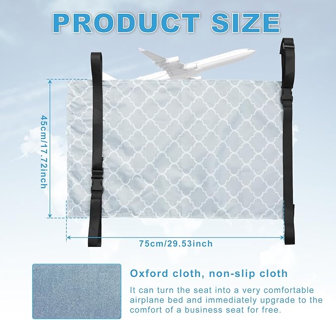 US Toddler Airplane Seat Extender Comfortable Toddler Airplane Footrest Lightweight Portable Toddler Airplane Bed Easy to Use Kids Airplane Travel Essentials with Storage Bag 30×18in for Kids Toddler