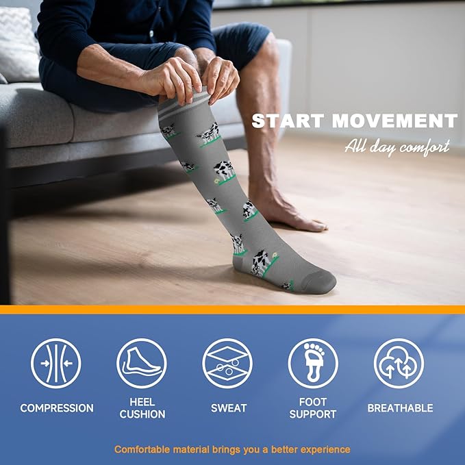 cerpite Compression Socks for Women & Men 6 Pairs Knee High Compression Socks 20-30 mmhg Best for Running,Nurse,Travel