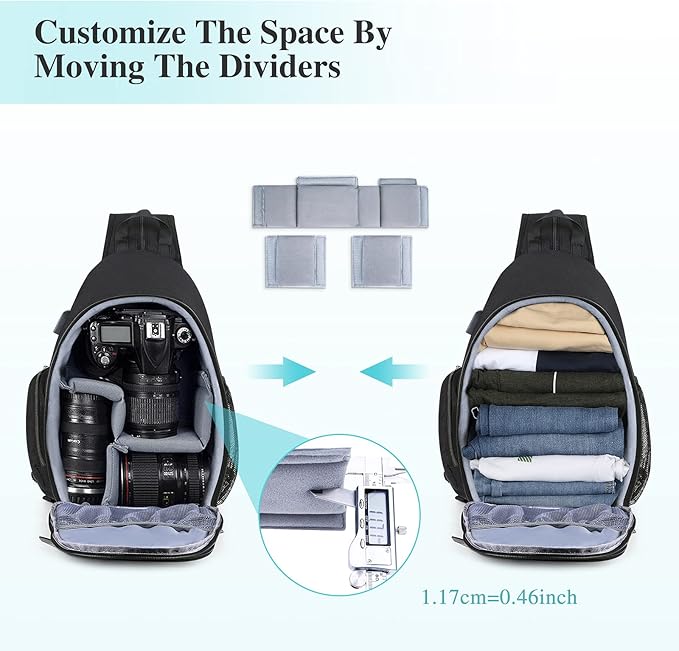 BAIGIO Camera Sling Bag Small Camera Backpack for Photographers,Water-resistant Camera Crossbody Bag Travel Caemra Backpack for DSLR SLR Mirrorless Camera
