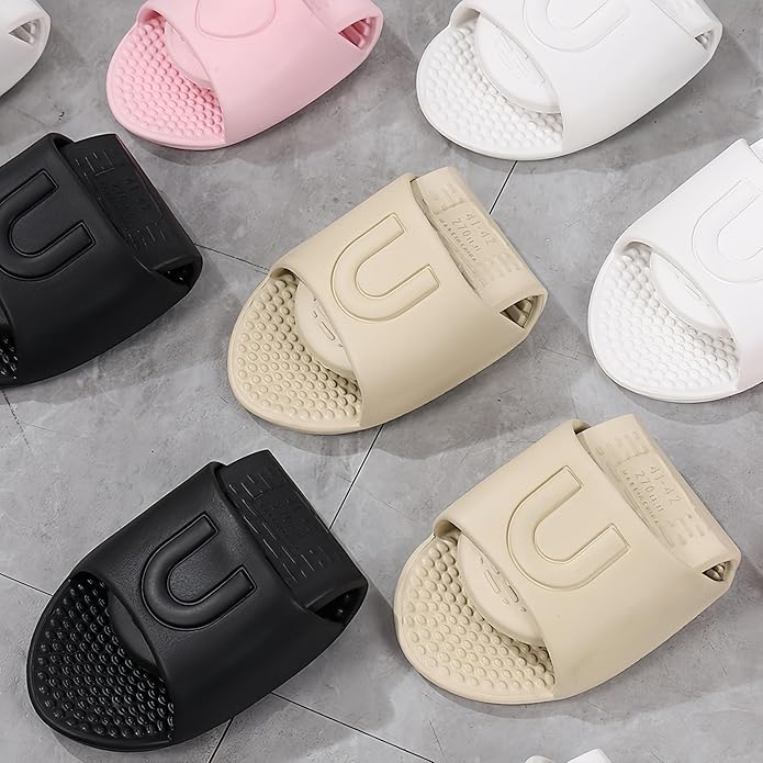 Shower Shoes Travel Foldable Portable Non Slip Slippers for Hotel Guests Swimming Spa Unisex Men Women Lightweight EVA Bathroom Slides Quick Drying Water Resistant Footwear