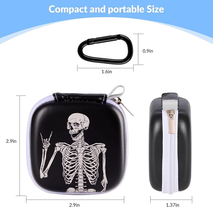 Earbud Case, Personalised Patterned Portable EVA Headphone case Cell Phone Accessories Organizer with Carabiner for Wired/Wireless Earphone, Earbud, Earpieces, SD Memory Card, Camera Chips