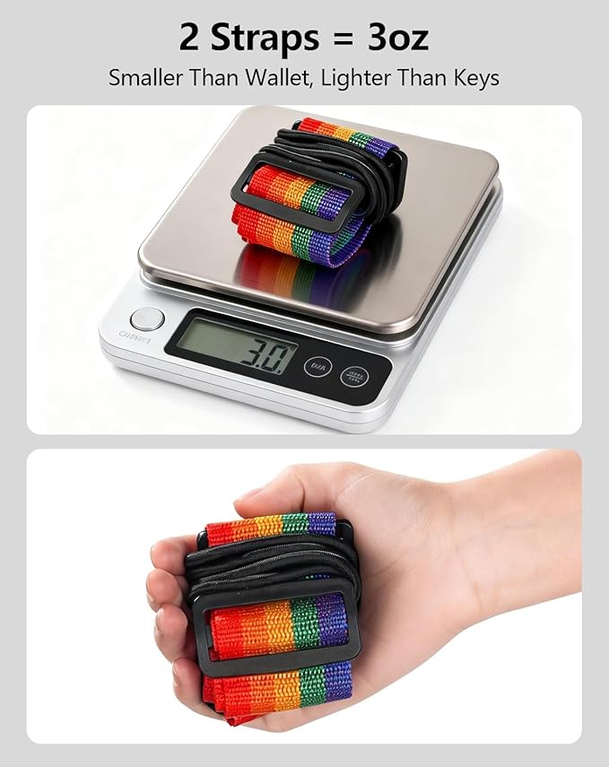 Luggage Connector Straps for Suitcase, Adjustable Travel Belt for Carry on Bag, Backpack, Accessories, Thickened Elastic Add A Bag Bungee Strap, 2 Pack