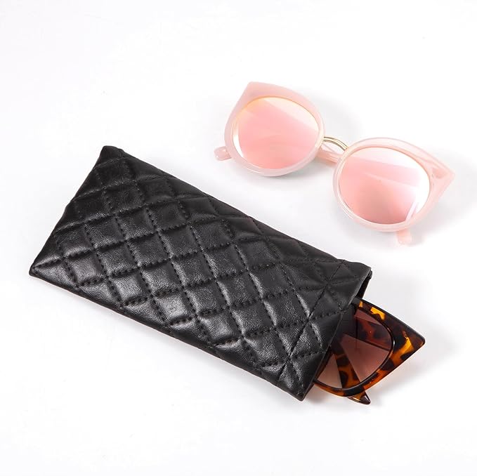 TRIUMPH VISION Squeeze Leather Sunglasses Pouch - 3 Pack Glasses Case Soft Eyeglass Sleeve Pouch Holder