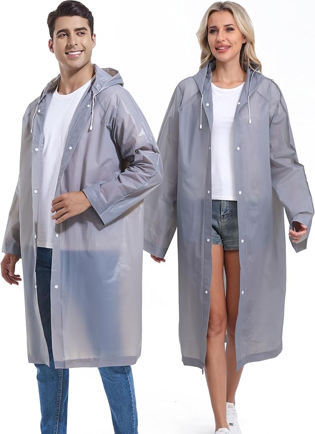 2PCS Rain Ponchos for Adults Reusable Rain Coats for Adults Rain Jackets Raincoats for Men Women
