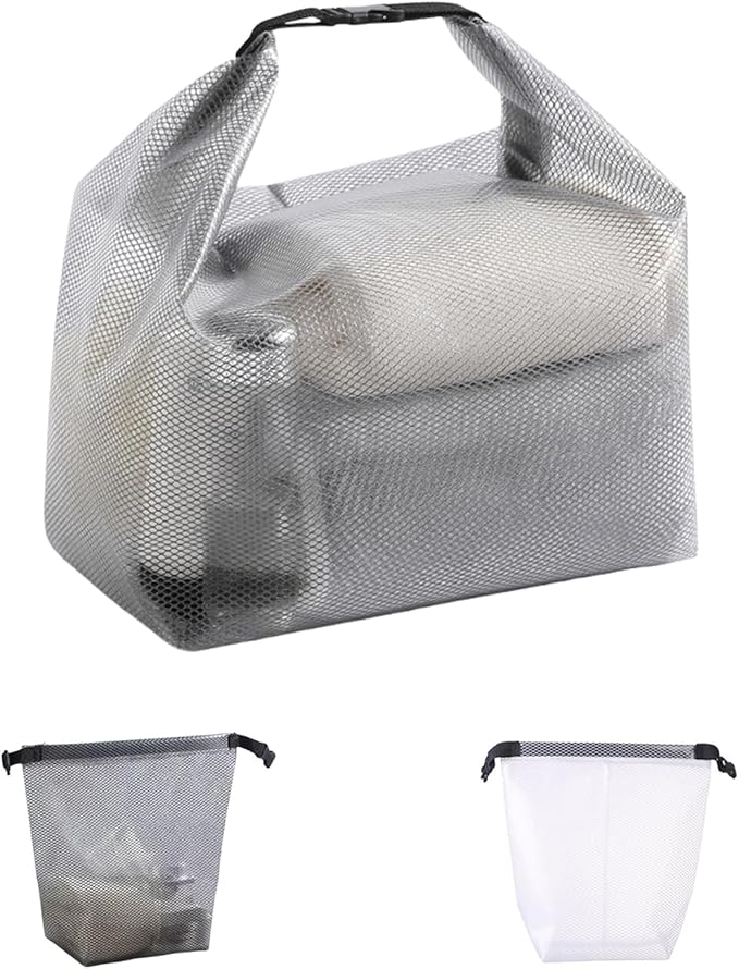 Cosmetic storage bag with dry and wet separation, wash bag, hand-held bag, portable storage bag, simple style,suitable for travel, fitness, swimming, outdoor rafting (White+Gray, Carry-On 20-Inch)