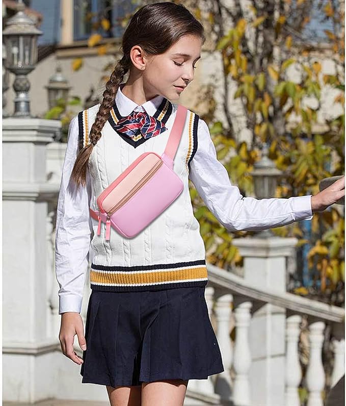 Fanny Pack Birthday Graduation Gifts for 7 8 9 10 11 12 13 Year Old Teen Girls Her Kids, Preppy Cute Trendy Stuff Colorblock Crossbody Bag Adjustable Belt Bags for Travel Essentials