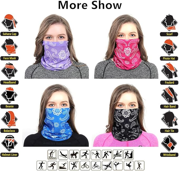 VANCROWN Headband Neck Gaiter Head Wrap Headwear Face Mask Magic Scarf Bandana for Men and Women