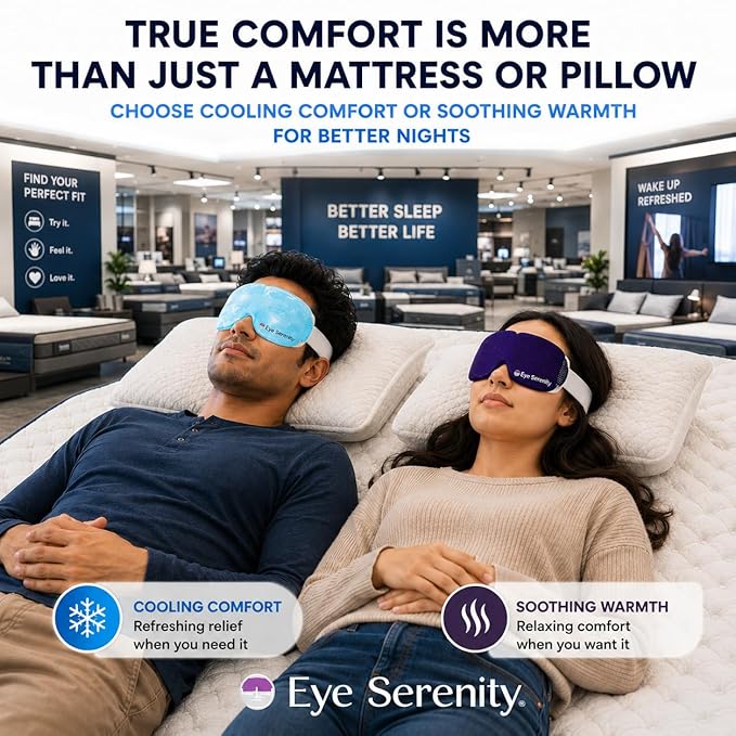 Lure Essentials Eye Serenity CHILL Self Cooling Eye Mask for Sleeping, Cooling Eye Patches for Dark Circles and Puffy Eyes, Cold Compress, Spa Relaxation and Self-care Gifts for Women & Men