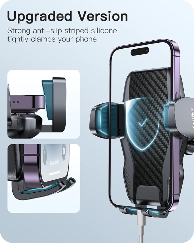 APPS2Car Car Phone Holder Mount Gooseneck Dashboard Windshield Suction Cup Phone Mount Anti-Shake Stabilizer Phone Car Cradle Compatible with All Cellphones & Thick Phone Case-H3S Carbon Fiber Style