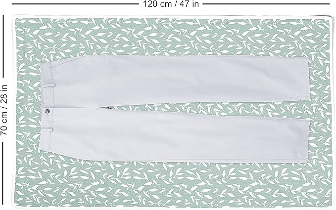 Encasa XO Ironing Mat/Pad (Large 48"x28") with 3mm Padding & Silicone Iron Rest for Steam Pressing on Tabletop or Bed - Heat Resistant, Portable, Quilting & Travel Blanket - Green Leaflet