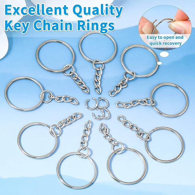 Paxcoo 50Pcs Keychains with Chain and 50 Pcs Jump Rings, Keychain Rings Kit Findings Bulk for Keychain Making Supplie DIY Crafts